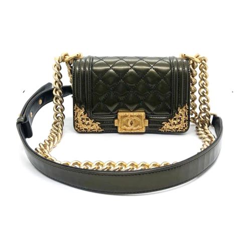 chanel boy olive green|chanel boys bag dimensions.